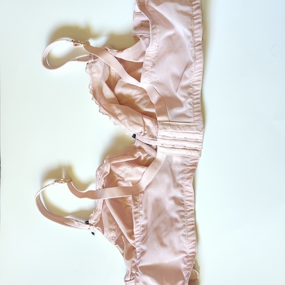 Cacique Unlined Curvy Balconette Size 50C Light Pink Blush Mesh Lace Romance - Picture 14 of 14
